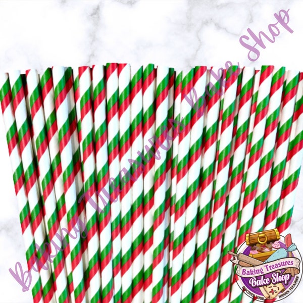 Pailles en papier de Noël avec canne à sucre*