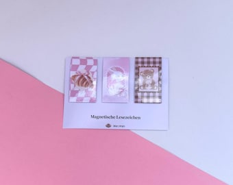 3 Magnetic Bookmarks, Sweet Cozy Design, Books