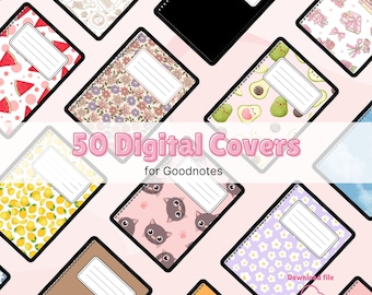 50 Digital Notebook Covers, Goodnotes Cover, Notability Cover, Digital Planner Cover