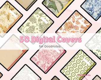 50 Digital Notebook Covers, Goodnotes Cover, Notability Cover, Digital Planner Cover
