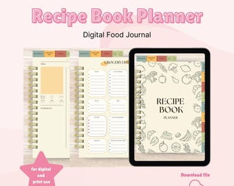 Digitale Recipe Book Planner, Food Journal, Tablet Planner