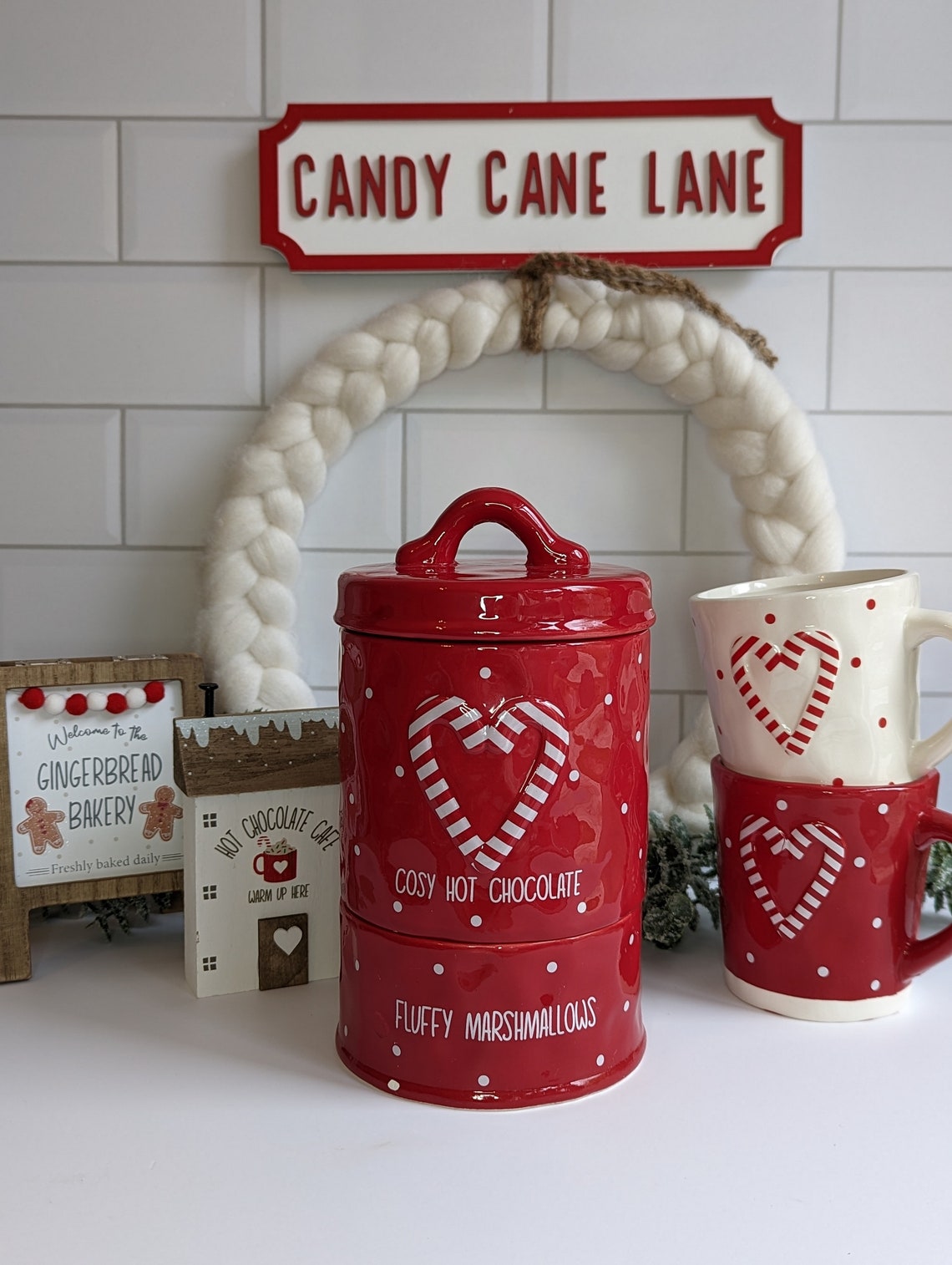 Christmas Kitchen Canister for Hot Chocolate & Marshmallows 