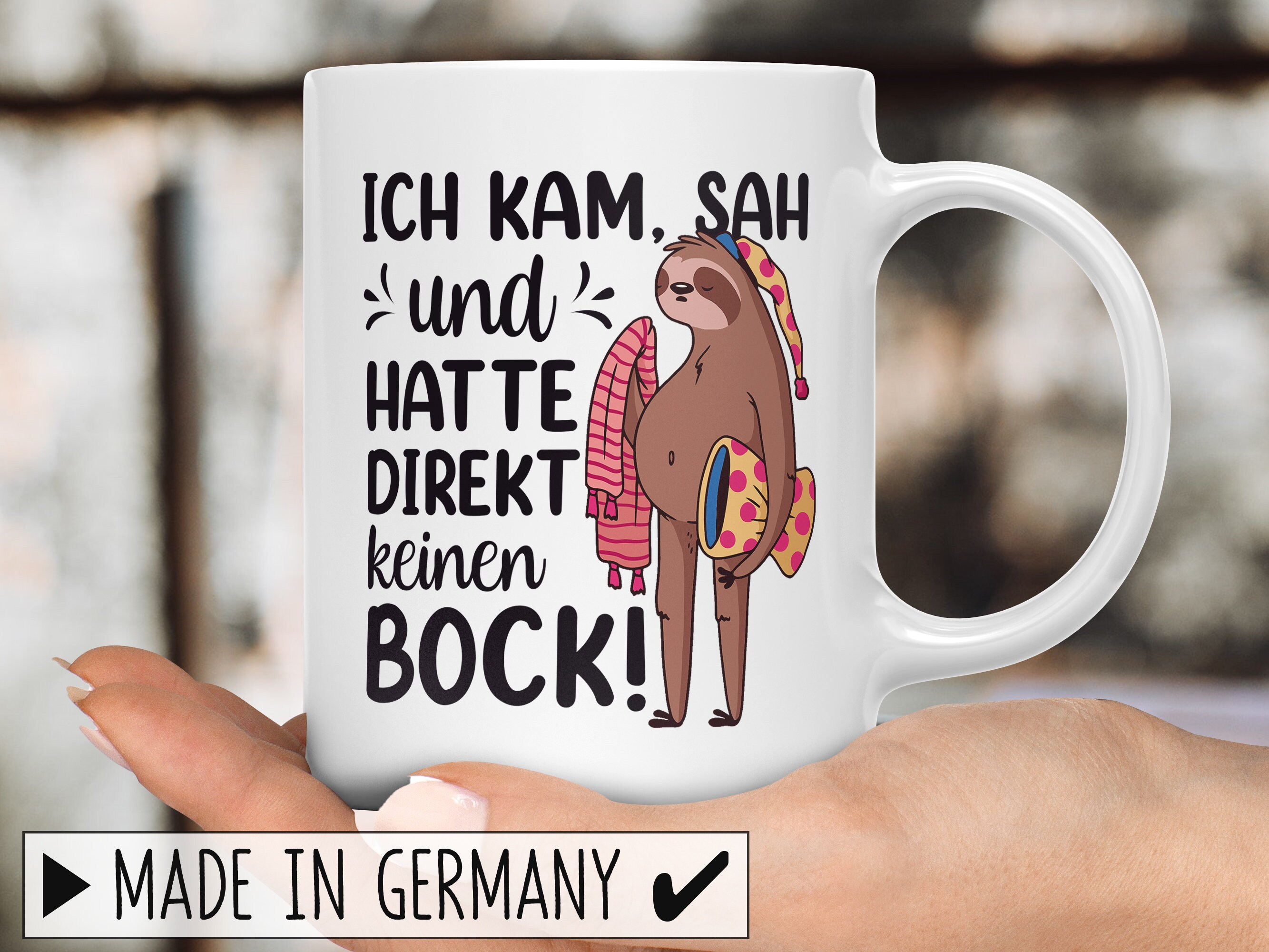 Lustige Faultier Tasse mit Spruch Ich Kam Sah Und Hatte Etsy