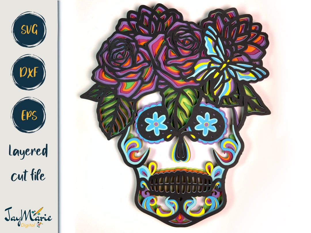 3D Sugar Skull Multilayer SVG File, Layered Cut Files for Cricut ...