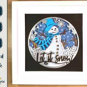3D snowman SVG file, layered cut file for cricut, silhouette, cnc router and glowforge. 3D snowman shadowbox SVG. Let it snow cut file