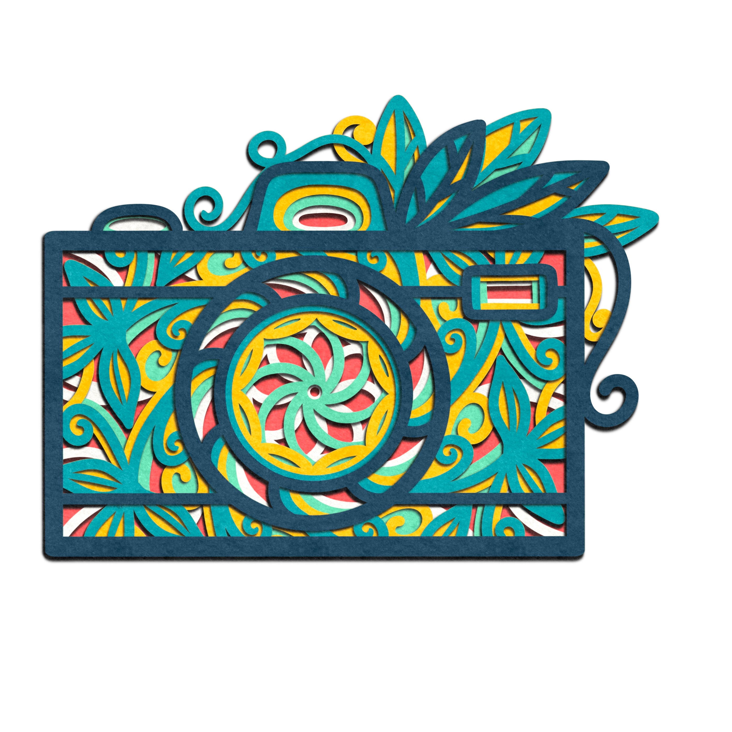 3D Retro Camera Mandala SVG: Layered Cut File for Cricut, Silhouette - Etsy