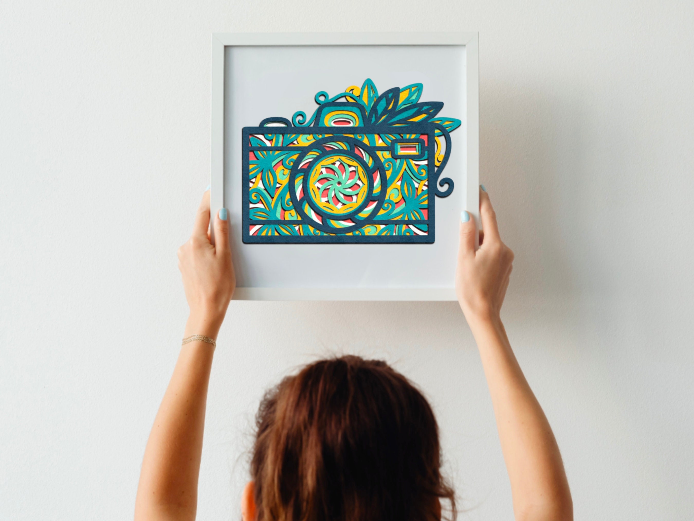 3D Retro Camera Mandala SVG: Layered Cut File for Cricut, Silhouette - Etsy