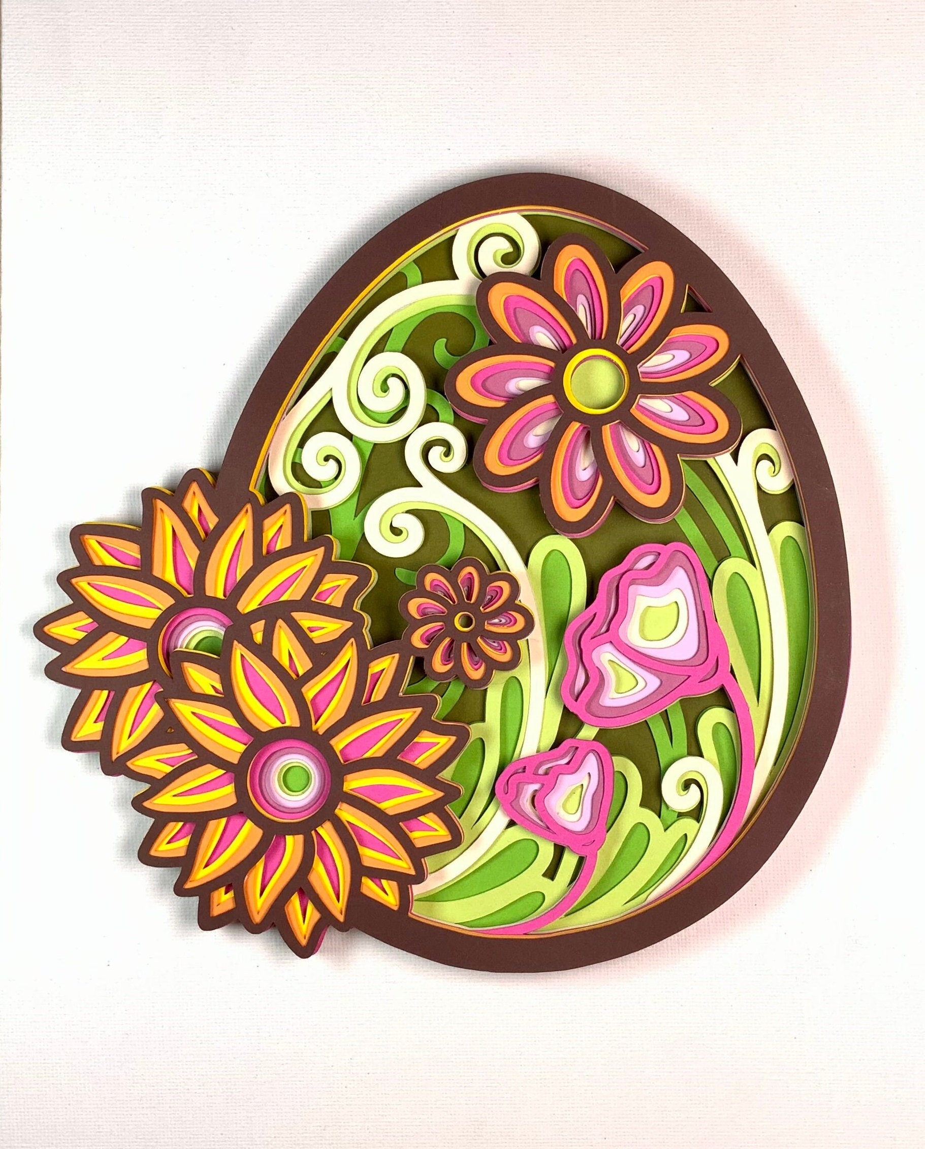 3D Layered Easter Egg SVG Cut File: Floral Mandala Design (digital ...