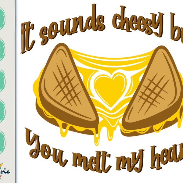 Grilled cheese SVG, fichier de découpe de nourriture drôle, sublimation, conception de tshirt, Saint Valentin, citation ringard