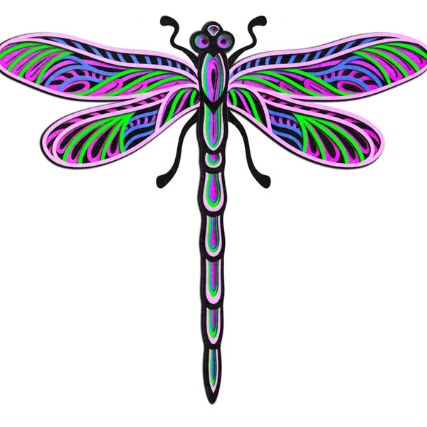 Libellula a strati 3D SVG: modello di taglio mandala (download digitale)