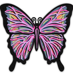 3D-vlinder SVG, gelaagde vlinder svg, vlinder svg-bestand, meerlaagse mandala svg, 3D-vlinder voor Glowforge, 3D vlinder snijpatroon