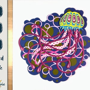 3D Jellyfish mandala SVG layered cut file for Cricut, Silhouette and Glowforge. ocean animal CNC router files for cutting
