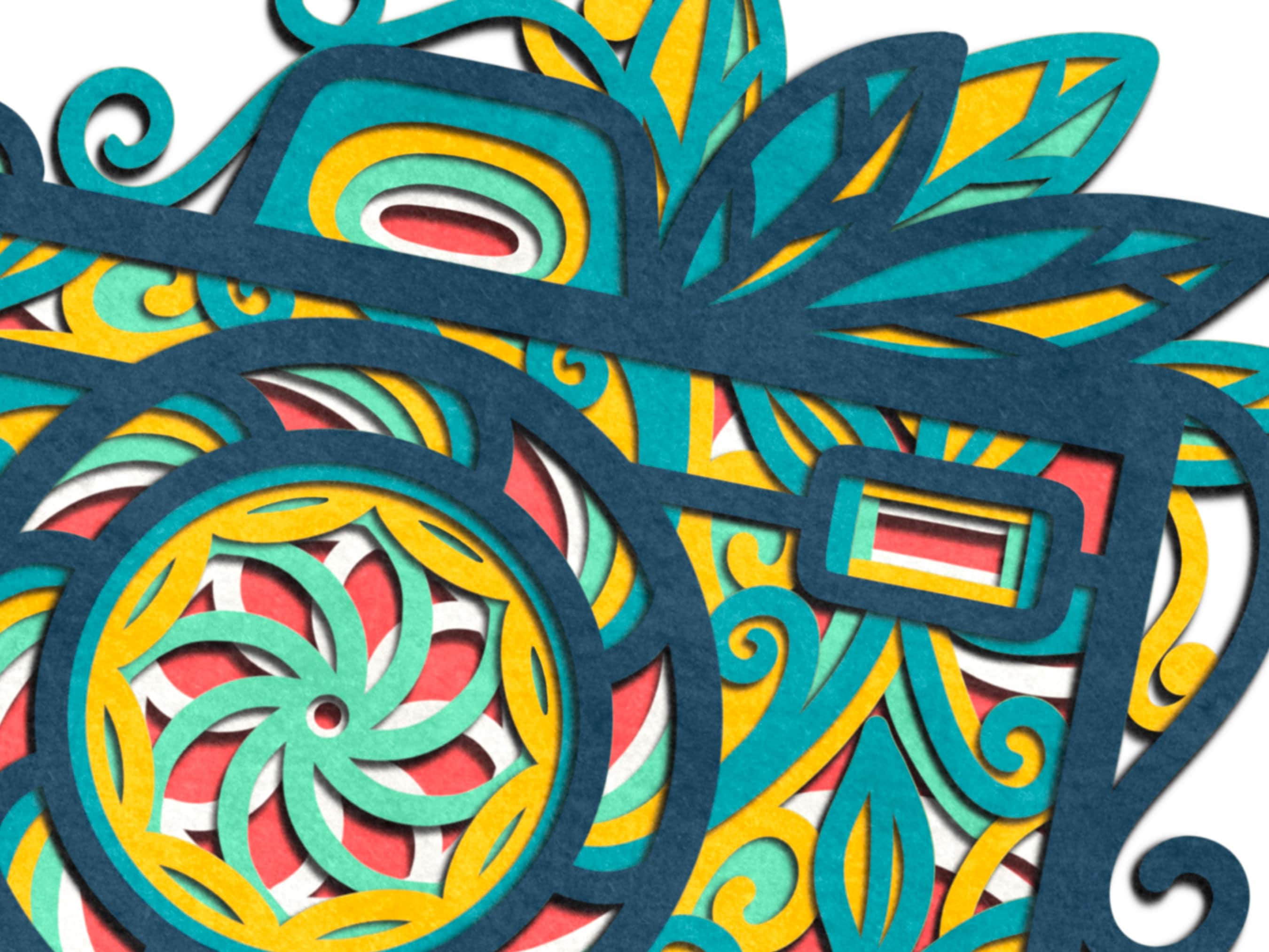 3D Retro Camera Mandala SVG: Layered Cut File for Cricut, Silhouette - Etsy