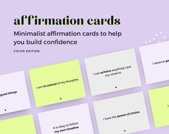 Printable Affirmation Cards, Positive Self-Talk, Build Confidence, Self-Esteem Cards, Gain Clarity, Mental Health Tool, Self-Love Deck