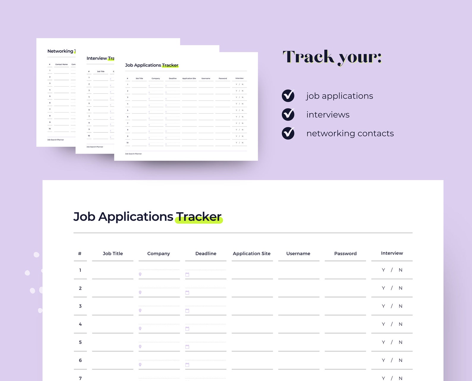 Job Search Planner and Tracker Printable Job Search Strategy Etsy