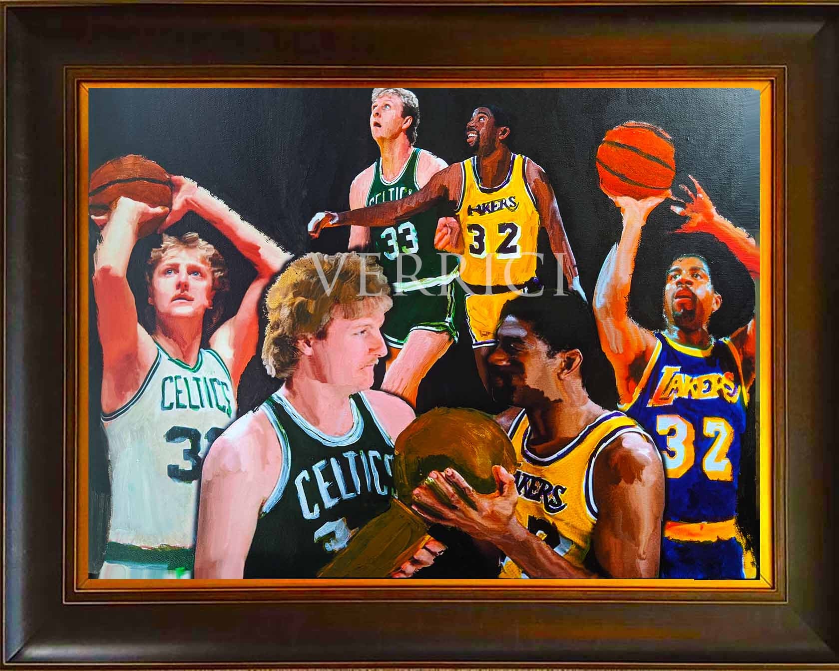 Celtics Legends 16x20 Photo Signed By (4) With Larry Bird, Red