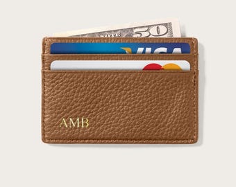 Personalized Leather Card Holder 5 slots Wallet for Men Women - Gift For Him Her