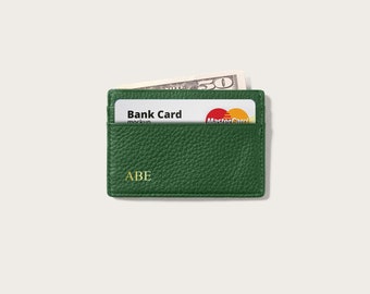 Leather Cardholder with Gold Initials  - Custom Personalised Wallet Monogram