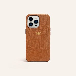 iPhone 14, 14 Pro, 14 Pro Max & iPhone 14 Plus Case, Vegan Pebble Leather Personalised, Custom Initial iPhone Case, Monogram Initial 14 Case