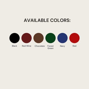 a collection of five colors: Black, Red Wine, Chocolate, Forest Green, and Navy.