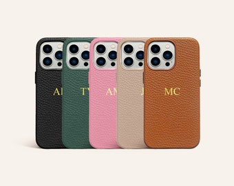 Embossed Leather with Initials Case for iPhone 11 12 pro 12 pro max 13 pro 13 pro max 14 Pro max - Personalised Gift idea for Her