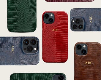 Funda de piel con estampado de cocodrilo para iPhone – Funda protectora de lujo personalizada para iPhone 13, 14, 15, 16 y 17 Pro Max