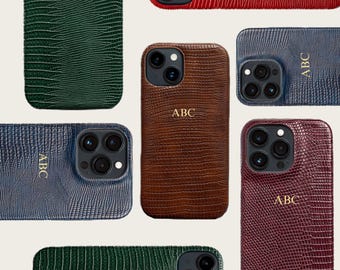Crocodile Faux Leather Case, iPhone 17 16 15 Pro Max, 15 Pro, 15, 15 plus, 14, 14 Pro, 14 Plus, 14 Pro Max, 13 Custom Initials Phone Case