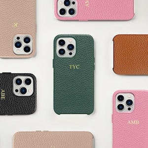 Custom Embossed Phone Case - Personalized Leather Case for iPhone 16 15, 14, 13, 12, 11