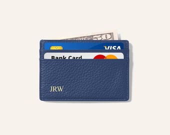 Leather Cardholder with Initials - Gift For Him Her D