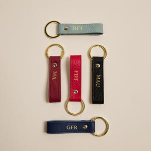 Personalized Leather Keychain. Custom Leather Keychain. Monogrammed Leather Keychain Keyring Gold Foil Available. Fob.
