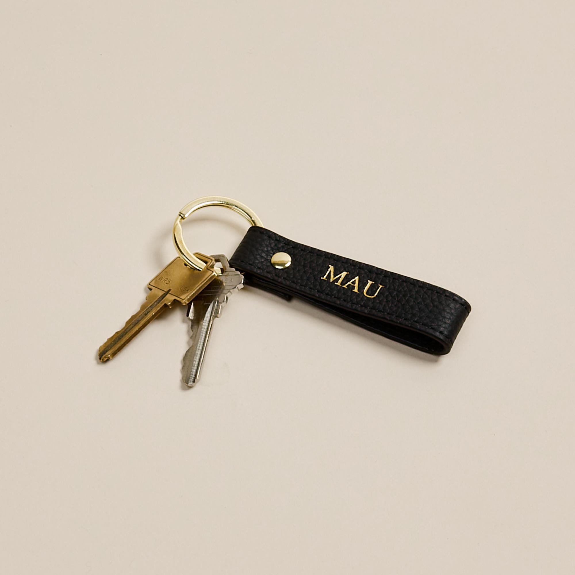 Personalized Leather Keychain. Custom Leather Keychain. Monogrammed Leather Keychain Keyring Gold Foil Available. Fob.