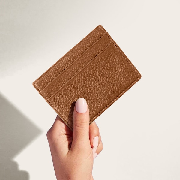 Leather Monogram Cardholder Etsy