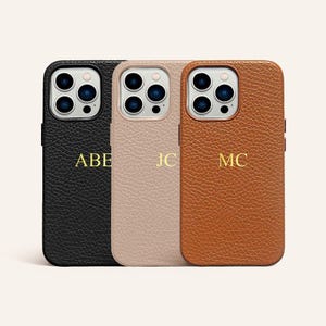 iPhone 14, 14 Pro, 14 Pro Max & iPhone 14 Plus Case, Vegan Pebble Leather Personalised, Custom Initial iPhone Case, Monogram Initial 14 Case