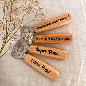 Personalized wooden bottle opener, Personalized gift for Uncle, Godfather, Father, Grandpa, Witness... image 1