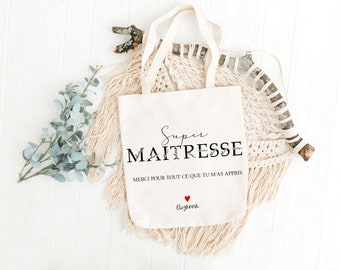 Tote bag " Super maitresse, merci pour tout ce que tu m'as appris"