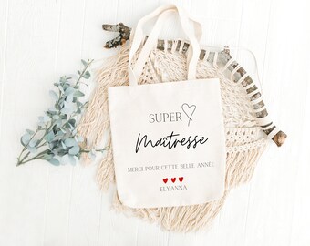 Tote bag " Super maitresse, merci pour cette belle année"