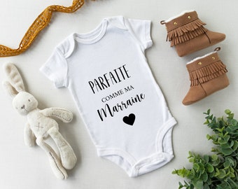 Personalized baby bodysuit "perfect like my godmother"