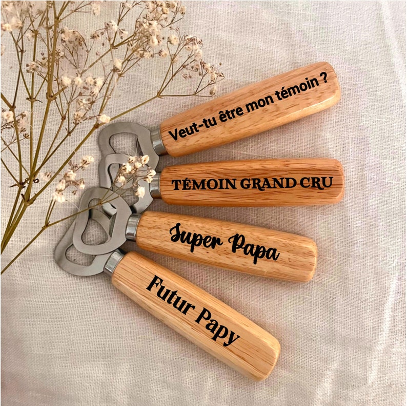 Personalized wooden bottle opener, Personalized gift for Uncle, Godfather, Father, Grandpa, Witness... image 1