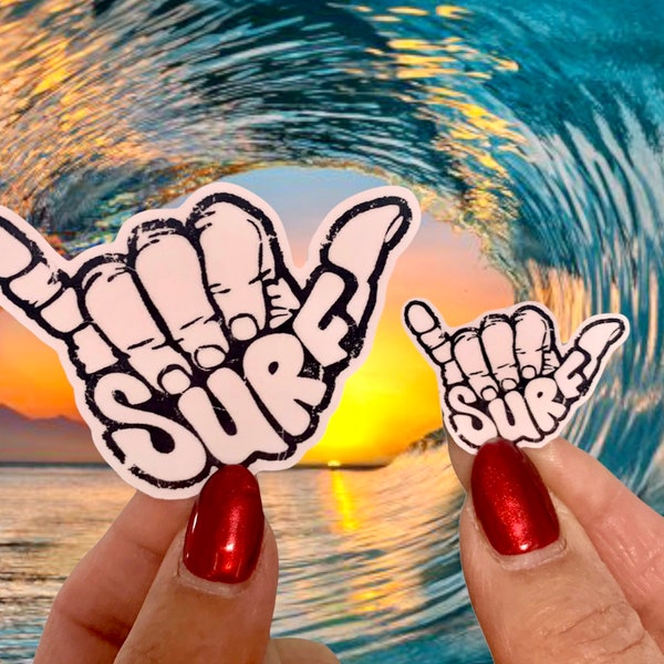 Surf hand sticker Hang Loose sign sticker, Surfer sticker, Tumbler stickers, Tablet Shaka sticker, Water bottle sticker, Fun sticker