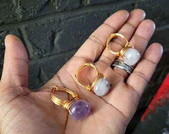 Amethyst Ring | Copper Wire Wrapped | Third Eye Chakra Crystal Ring | Handmade Spiritual Jewelry