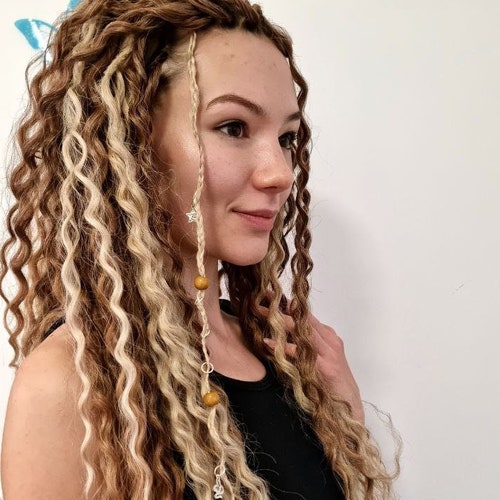 Curly Dreadlock Extensions Curly Open Dreads Set Etsy