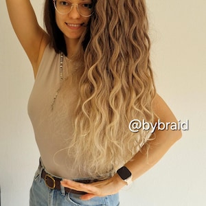 PUSH UP CURLS Curly crochet open warm brown blonde ombre dreads wavy locks double ended long wavy hair boho locks brushable synthetic hair