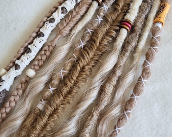 Elastic Boho Dreadlock Ponytail Extension – Synthetic Hair Wrap Ponytail in light brown blends, Easy Festival and Everyday Style