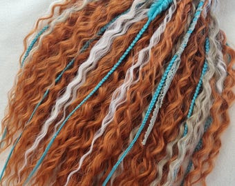 Ginger Curly Synthetic Dreadlocks: Wavy Double Ended Crochet Hair Extensions