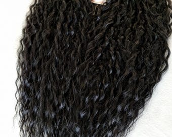 Black wavy locks double ended long curly synthetic crochet open dreads