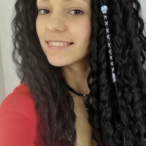 Black wavy locks double ended long curly synthetic crochet open dreads