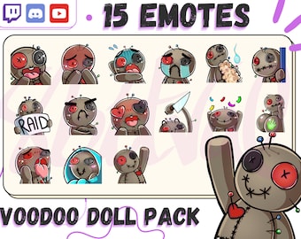 Emotes de boneca vodu para Twitch, Discord, YouTube. Adesivos digitais Voodoo Doll, emotes Phasmo