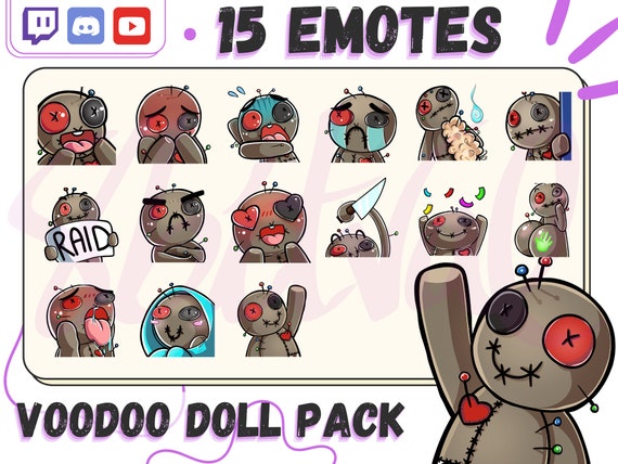 Voodoo Doll Emotes, Twitch, Discord, YouTube (Digital Stickers)