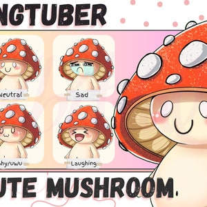 Mushroom PNGtuber Character, Mushroom Vtuber, Fungi friend vtuber