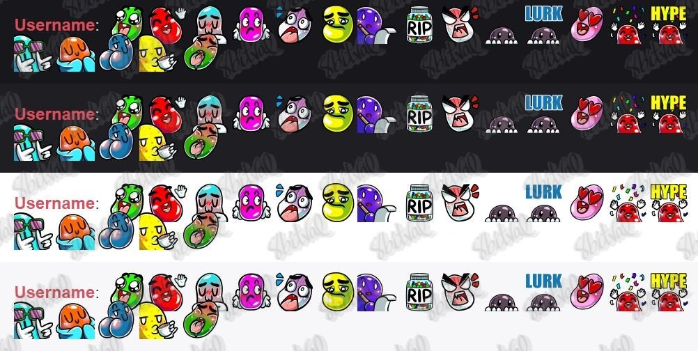 Jelly Bean Emotes for Twitch, Discord, Youtube. Jelly Bean Themed Streams, Cute Jelly Bean